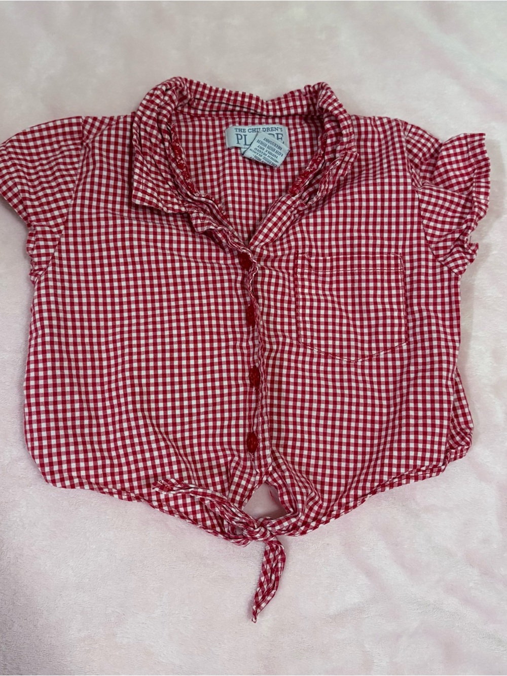 The Children's Place Red Gingham Tie-Front Button Shirt